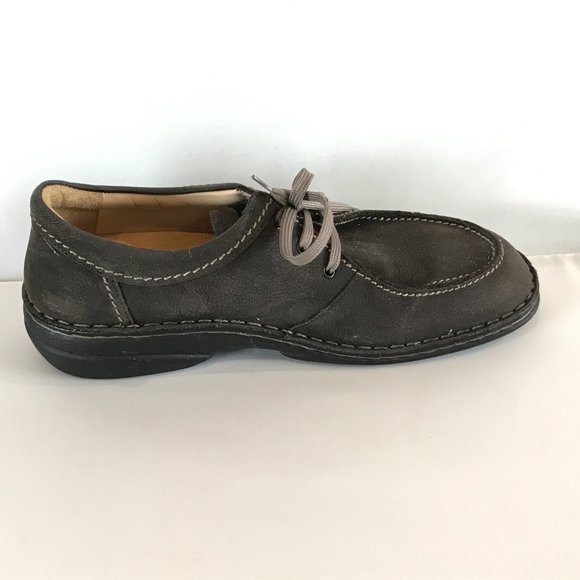 Mens Size 8 Finn Comfort Gray Leather Oxford Shoes with Contrast Stitching